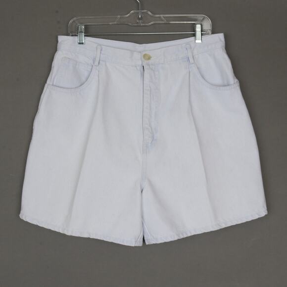 Vintage 80s Bill Blass Light Denim High Waist Long Jean Shorts L - Picture 4 of 9